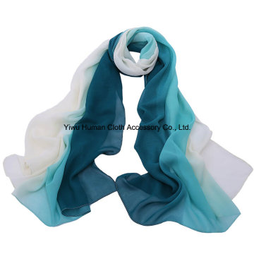 Women Fashion Large Shawl Gradient Color 100% Polyester Scarf